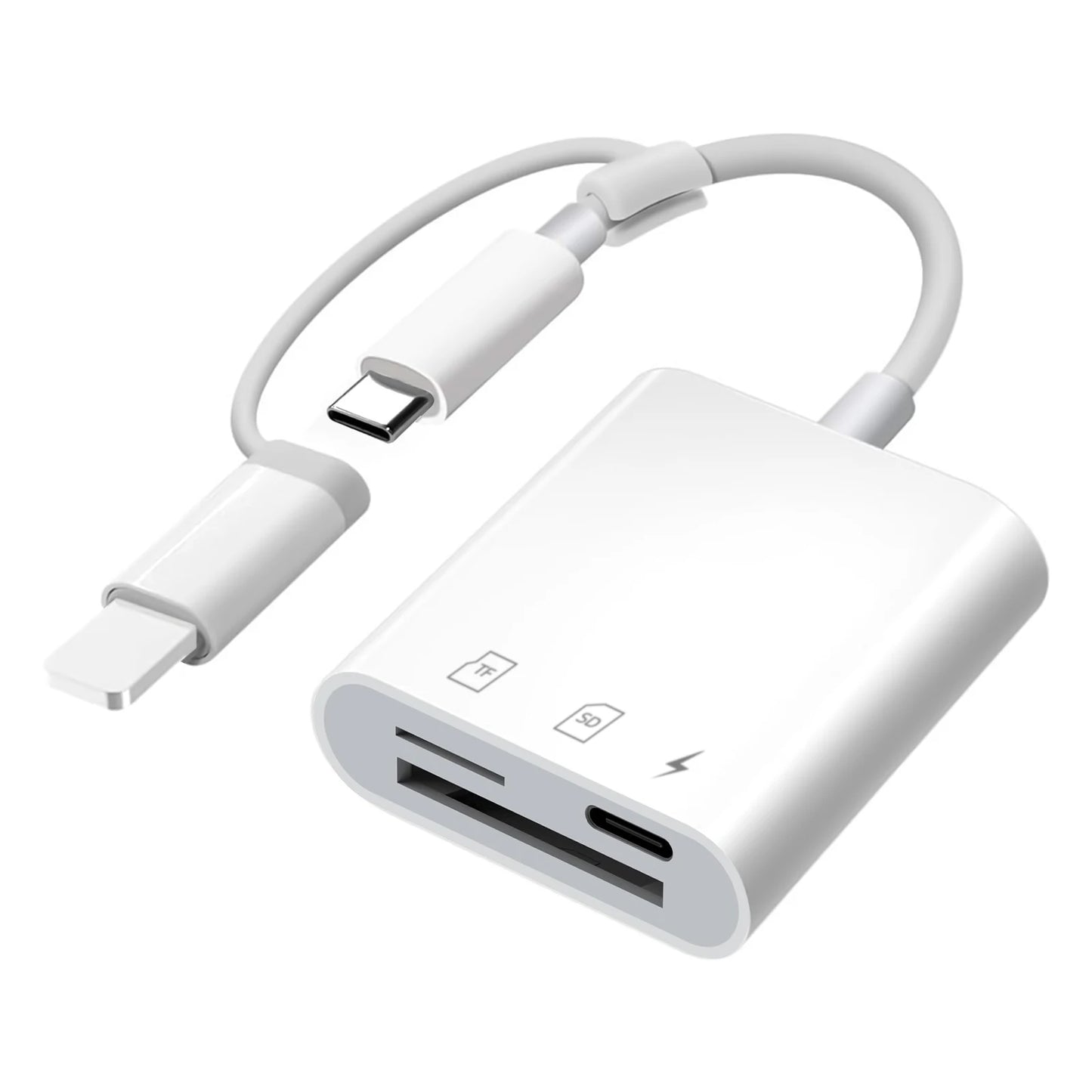 Universal TF/SD Card Reader for Iphone Type-C 30W Charging Micro SD Card Reader Memory Card Reader Plug and Play SD Card Adapter