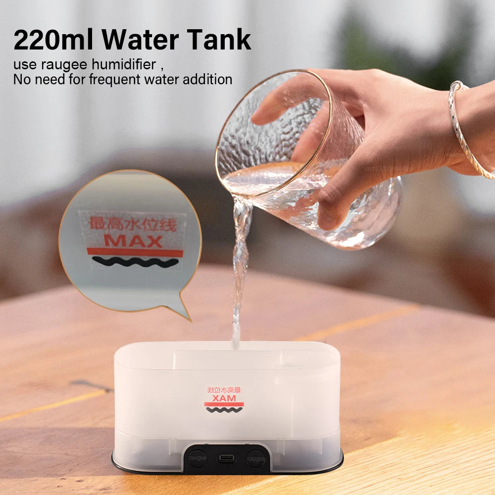 Air Humidifier Aroma Essential Oil Diffuser Mini Automatic Air Humidifier for Home Room Fragrance Diffuser with Flame LED Light