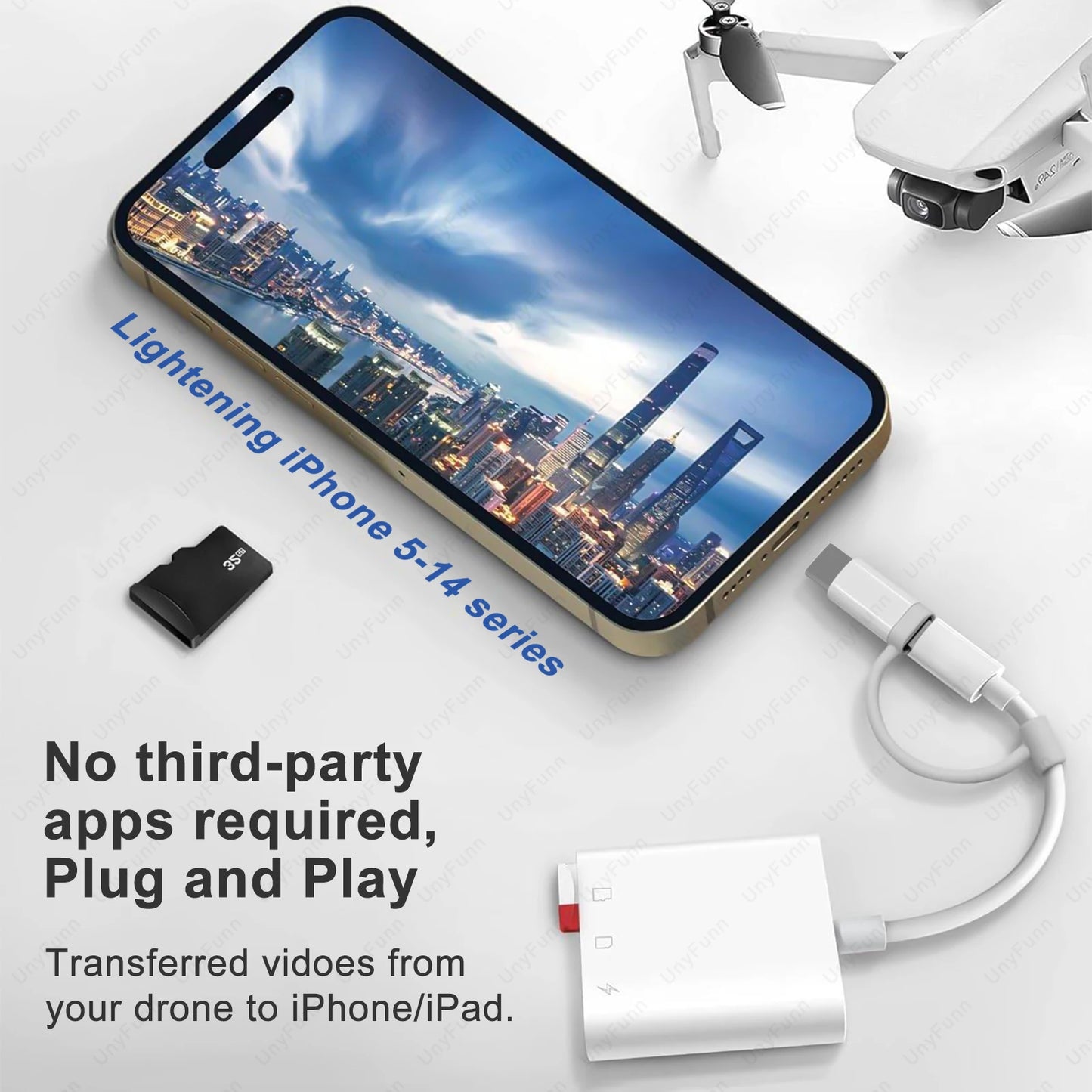 Universal TF/SD Card Reader for Iphone Type-C 30W Charging Micro SD Card Reader Memory Card Reader Plug and Play SD Card Adapter