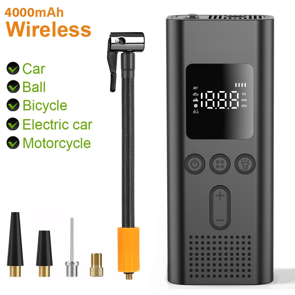 Wireless Air Pump 150Psi Portable Electric Tire Inflator for Car Bicycle Motorcycle Air Compressor Injector Bike Accessories