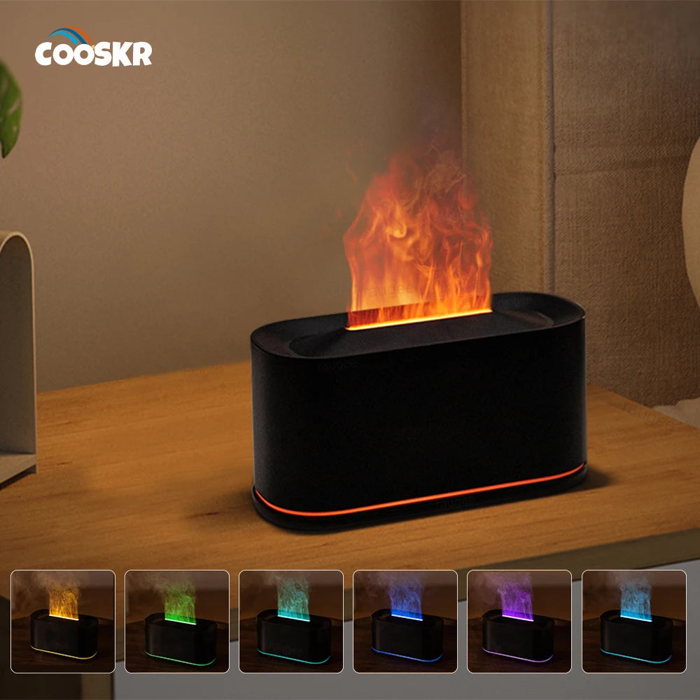 Air Humidifier Aroma Essential Oil Diffuser Mini Automatic Air Humidifier for Home Room Fragrance Diffuser with Flame LED Light