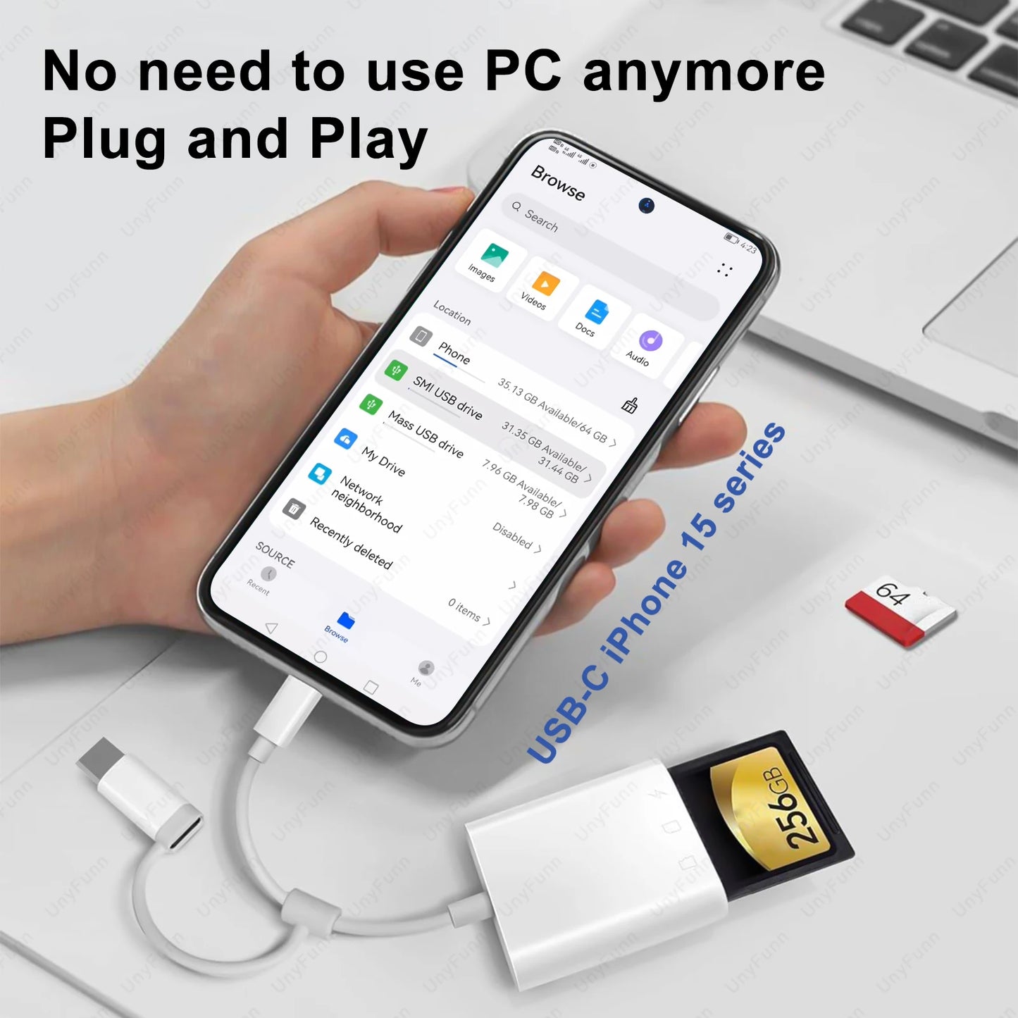 Universal TF/SD Card Reader for Iphone Type-C 30W Charging Micro SD Card Reader Memory Card Reader Plug and Play SD Card Adapter