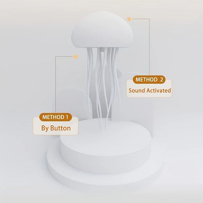 Bionic Jellyfish Night Light,Usb Rechargeable with Voice Control,Dancing Tentacles,5 RGB Gradient,Floating Lamp,Bedroom Decor
